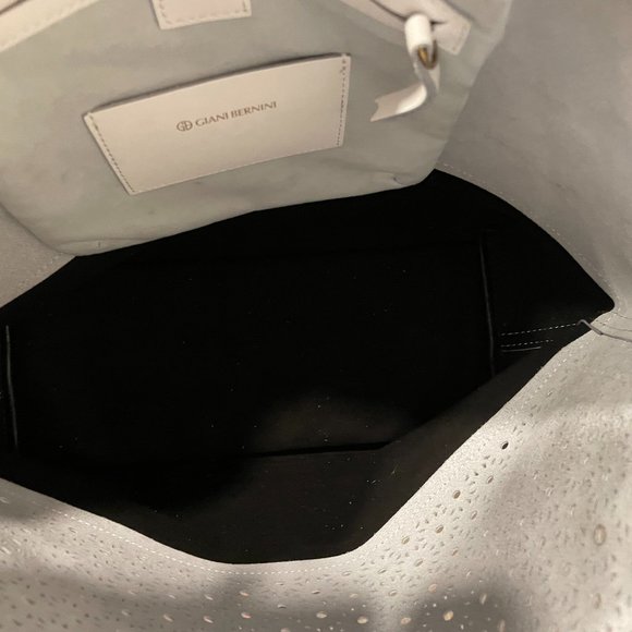 Large Colourblock Laser Cut Leather Market Tote Black/White Giani Bernini - Picture 6 of 8